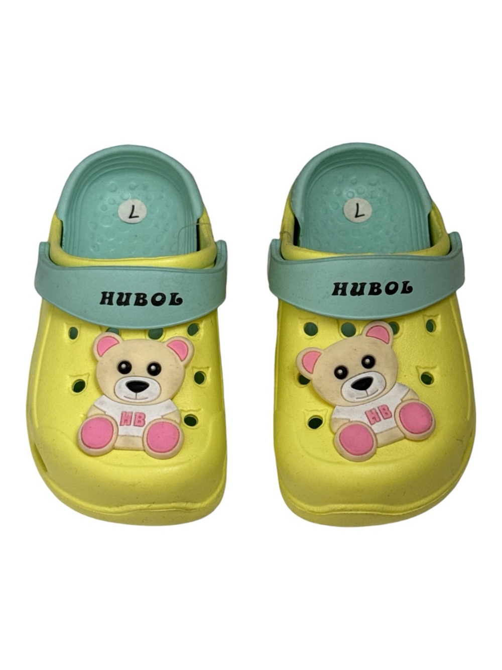 HUBOL Toddler Teddy Bear Clogs Yellow Mint Green Size 25